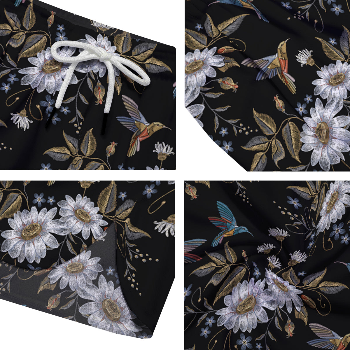 Hummingbird Floral Vintage Print Pattern Men's Running Shorts-grizzshop