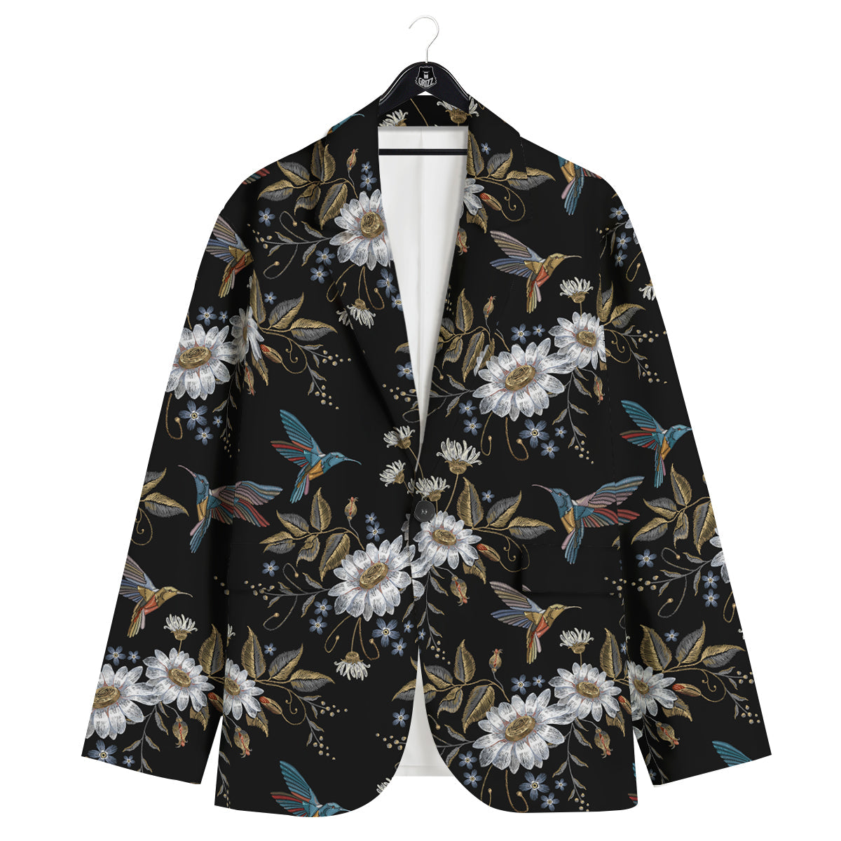 Hummingbird Floral Vintage Print Pattern Men's Sport Coat-grizzshop