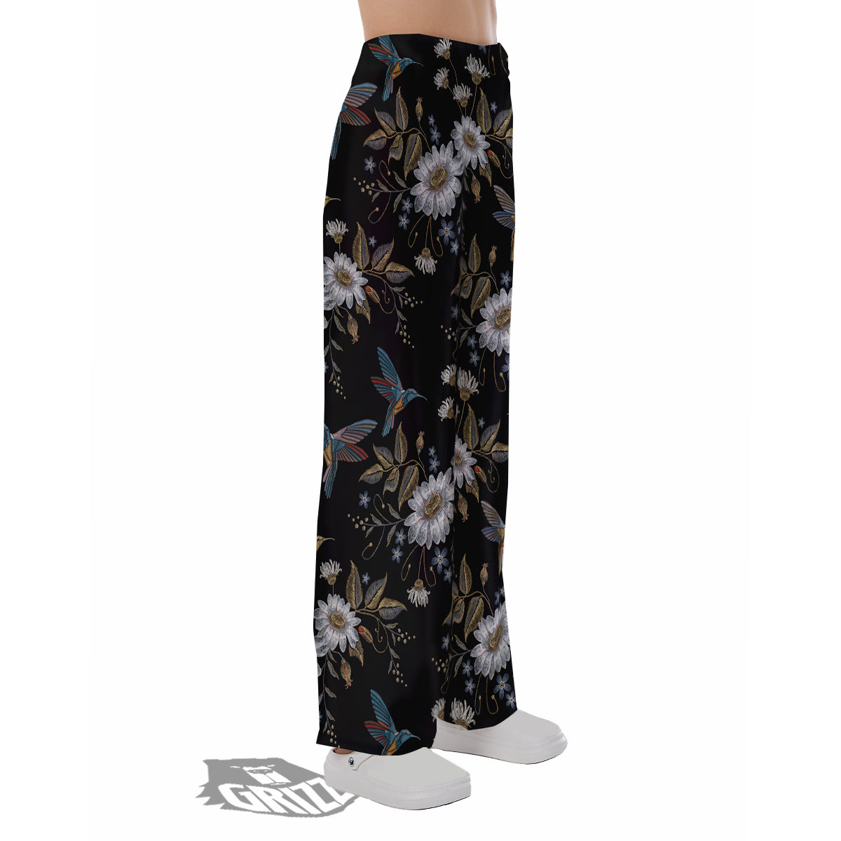 Hummingbird Floral Vintage Print Pattern Pajama Pants-grizzshop