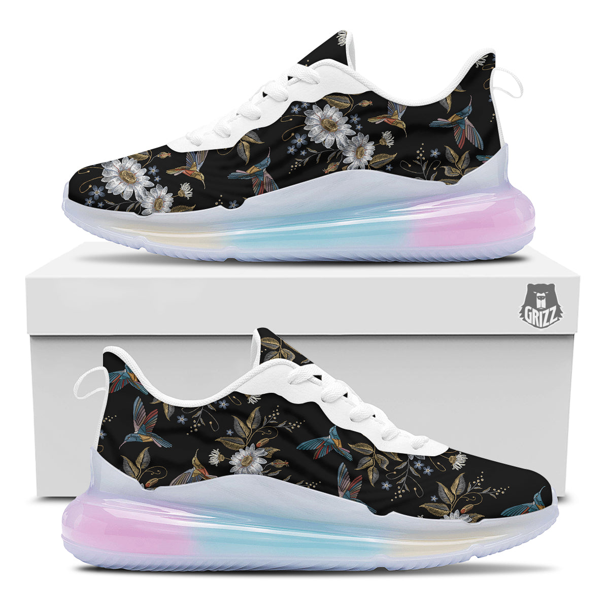 Hummingbird Floral Vintage Print Pattern Running Sneakers-grizzshop