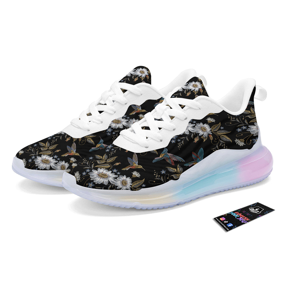 Hummingbird Floral Vintage Print Pattern Running Sneakers-grizzshop