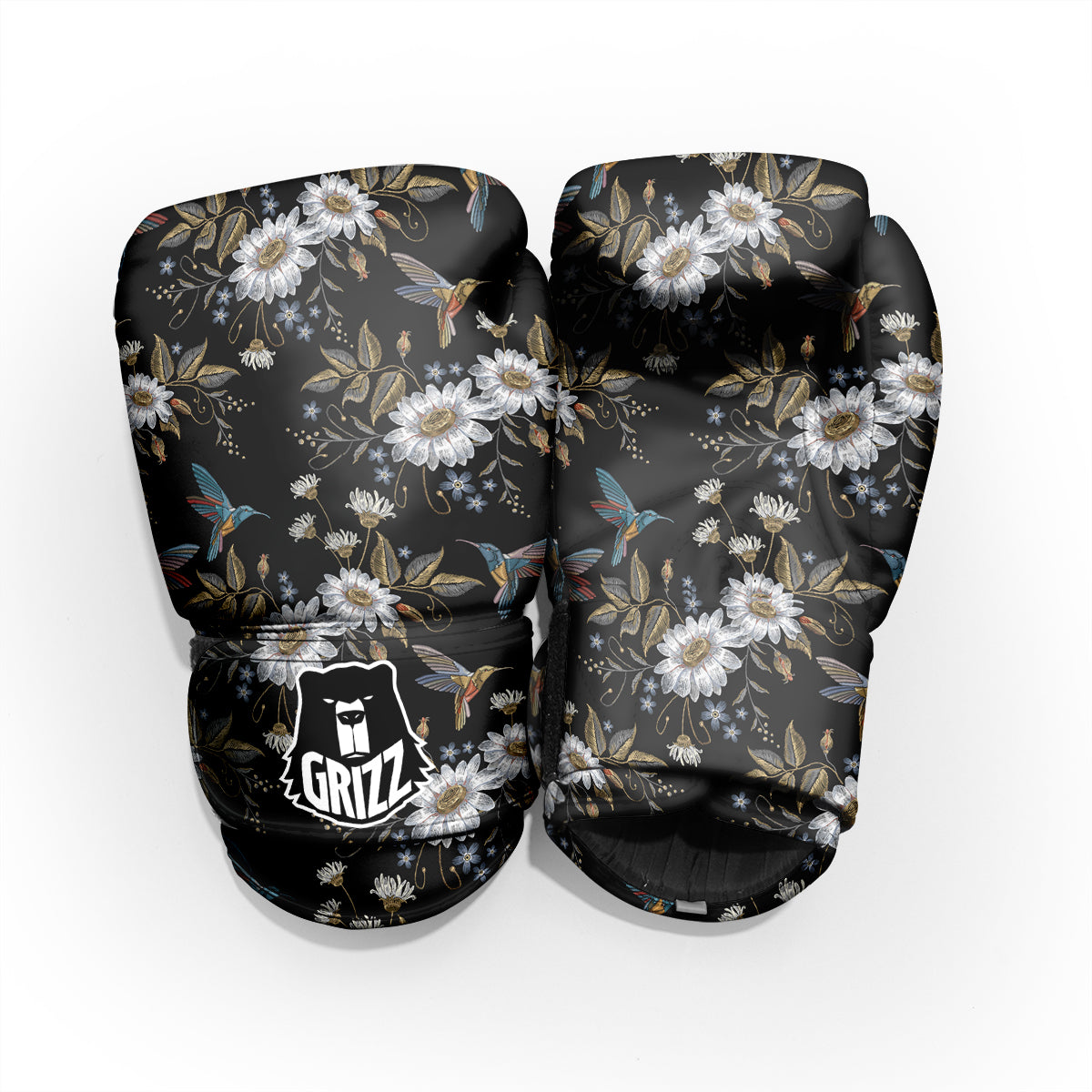 Hummingbird Floral Vintage Print Pattern Pro Boxing Glove
