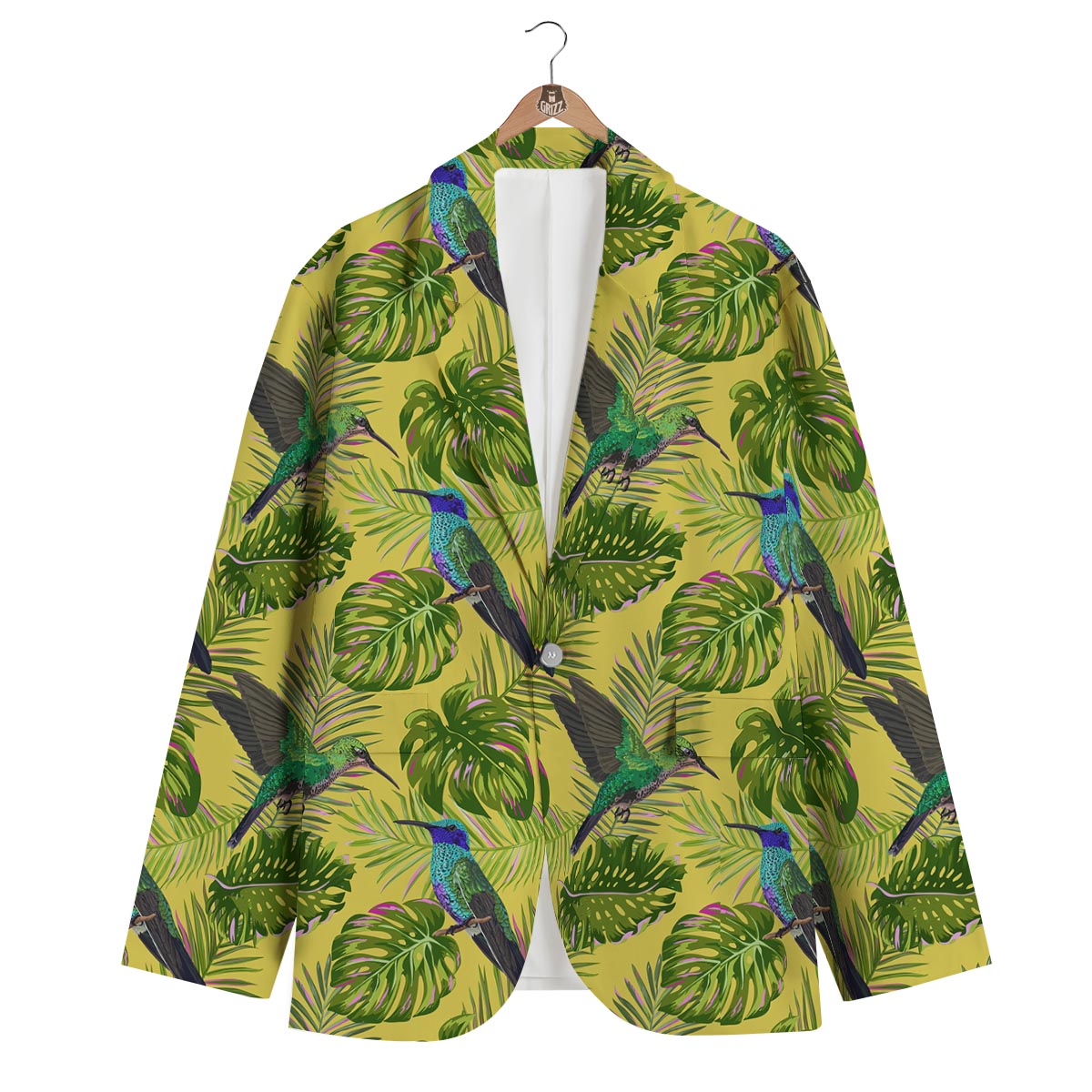 Hummingbird Palm Leaves Men's Blazer-grizzshop