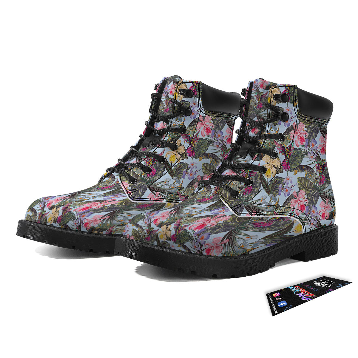 Hummingbird Tropical Print Pattern Boots-grizzshop