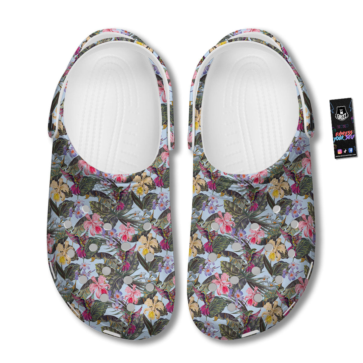 Hummingbird Tropical Print Pattern Clog-grizzshop