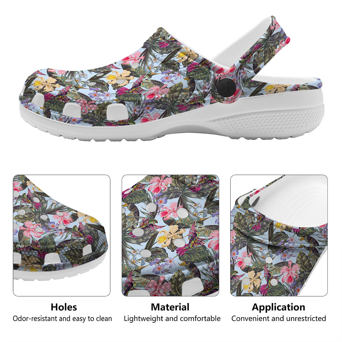 Hummingbird Tropical Print Pattern Clog-grizzshop