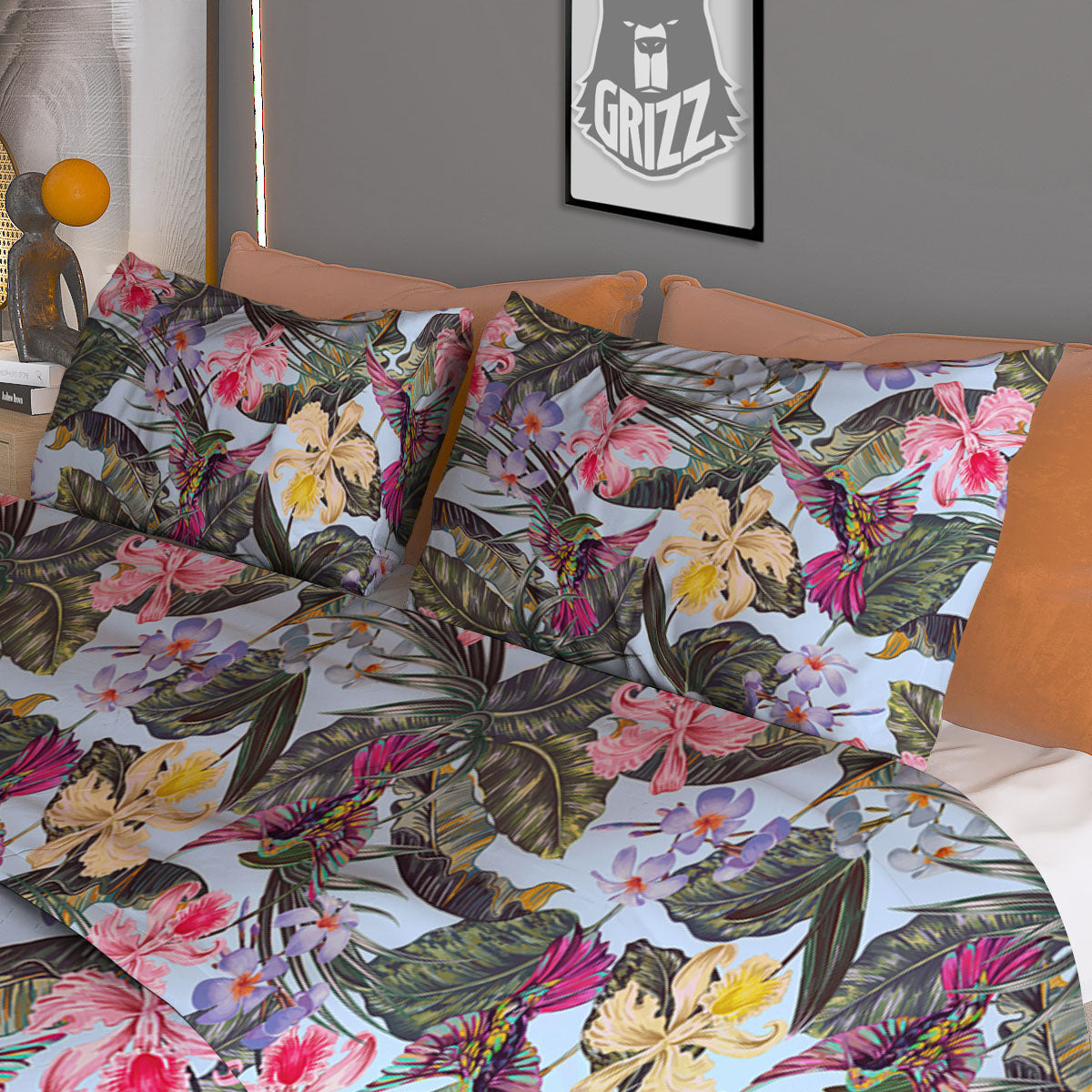 Hummingbird Tropical Print Pattern Duvet Cover Bedding Set