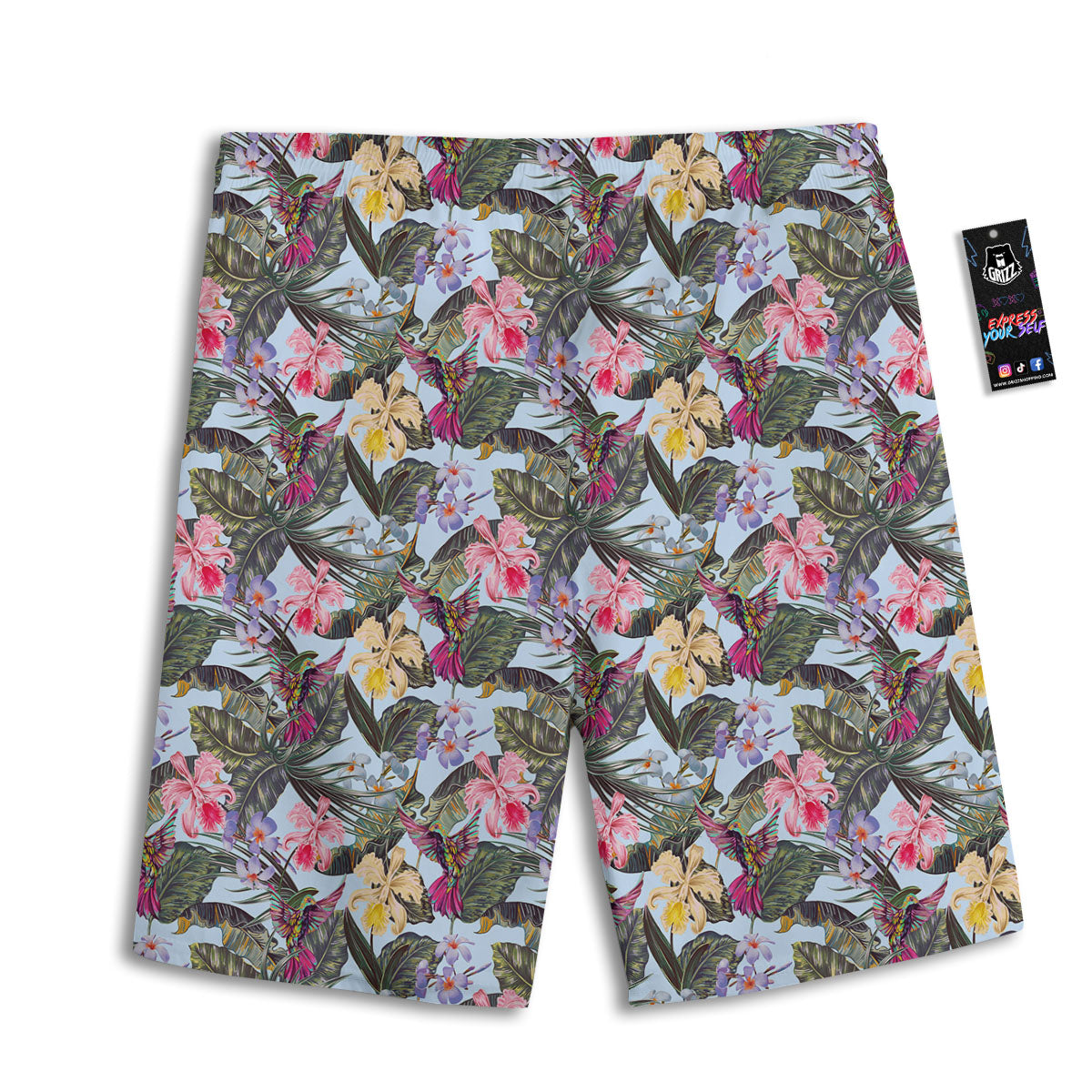 Hummingbird Tropical Print Pattern Men's Athletic Shorts-grizzshop