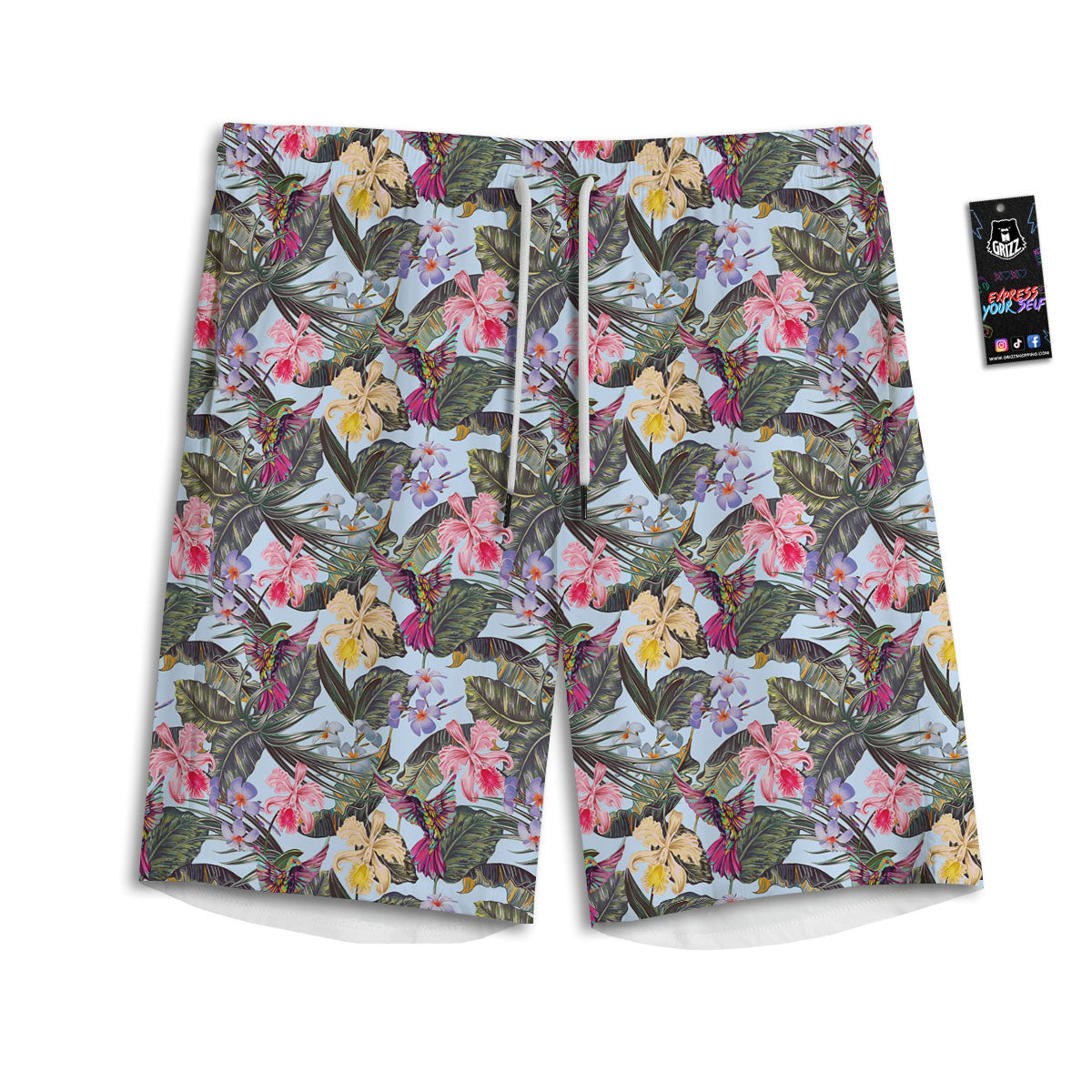 Hummingbird Tropical Print Pattern Men's Athletic Shorts