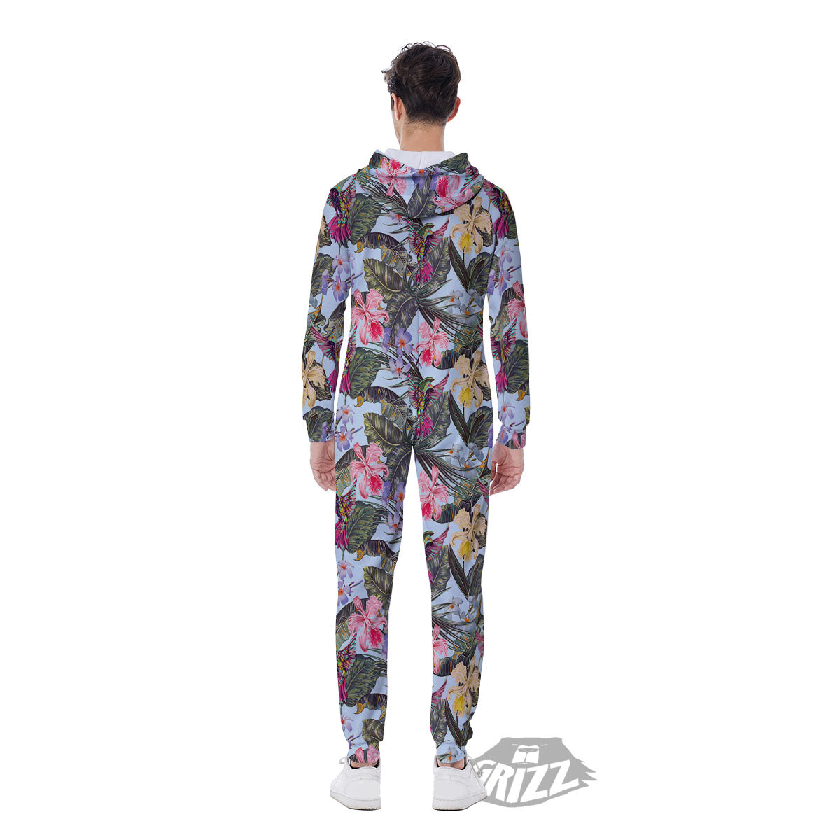 Hummingbird Tropical Print Pattern Men's Jumpsuit-grizzshop