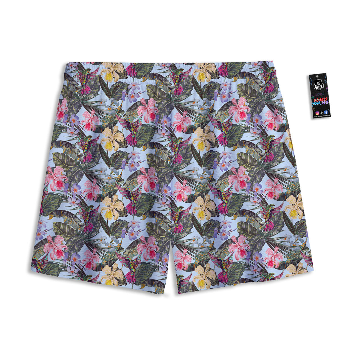 Hummingbird Tropical Print Pattern Mesh Shorts-grizzshop