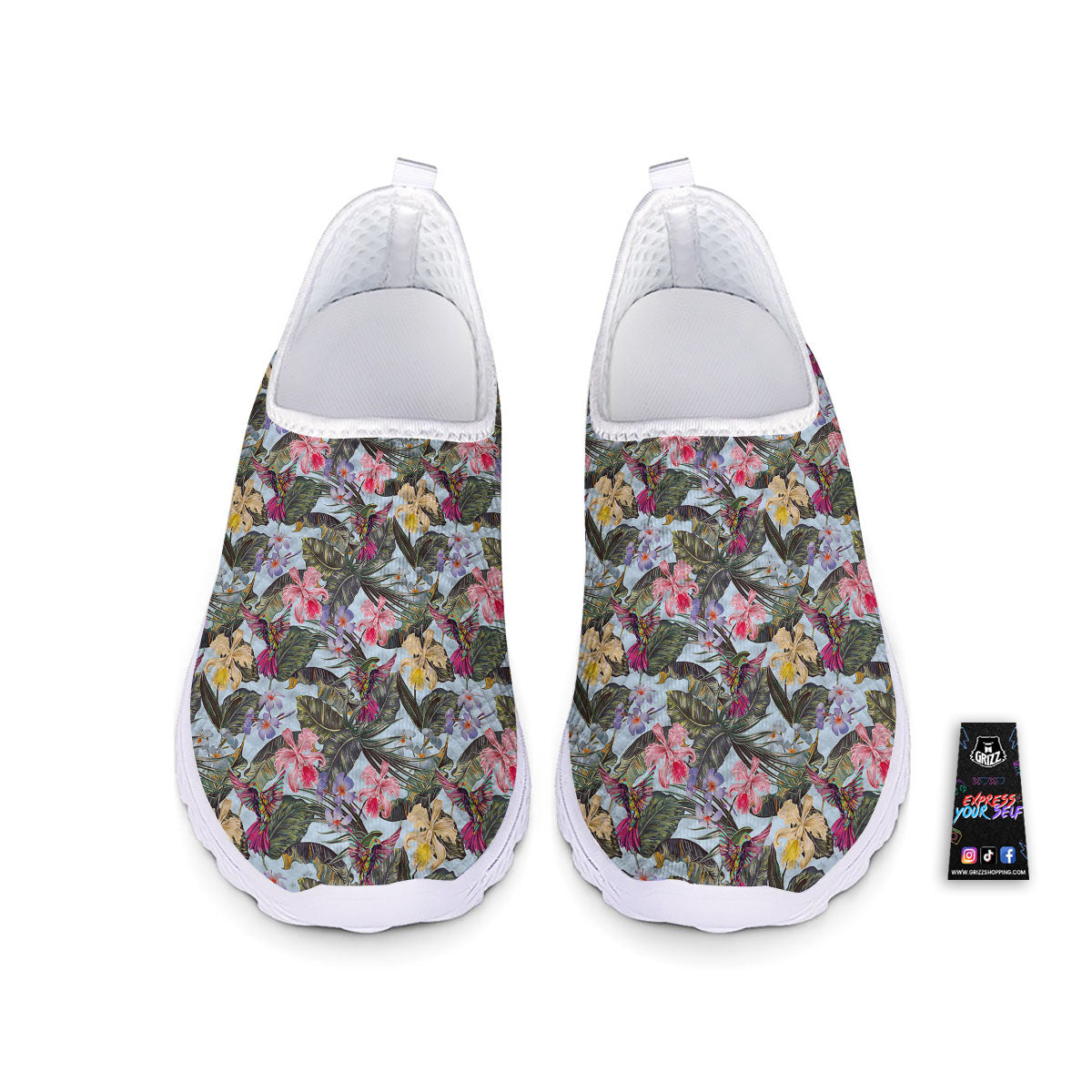 Hummingbird Tropical Print Pattern Nurse Shoes-grizzshop