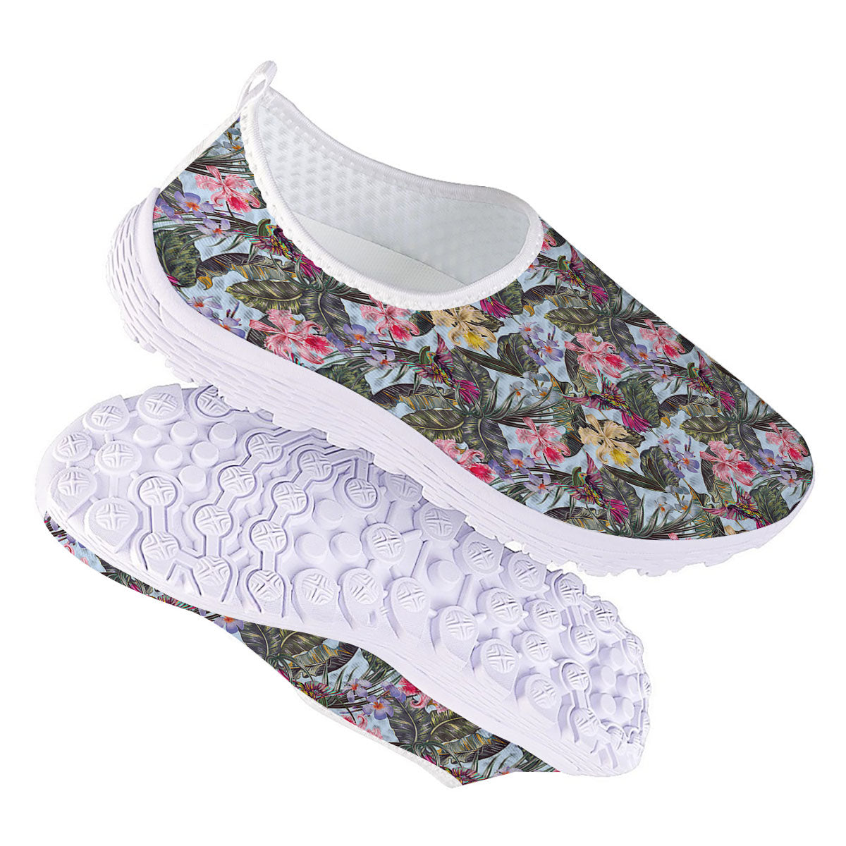 Hummingbird Tropical Print Pattern Nurse Shoes-grizzshop