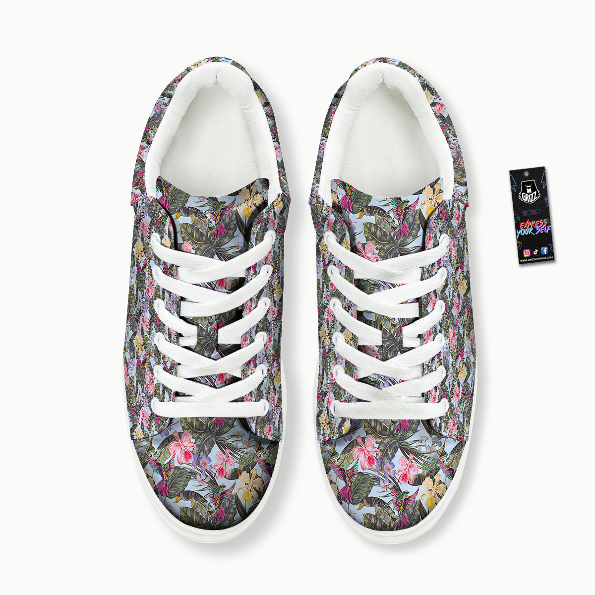 Hummingbird Tropical Print Pattern Platform Shoes-grizzshop