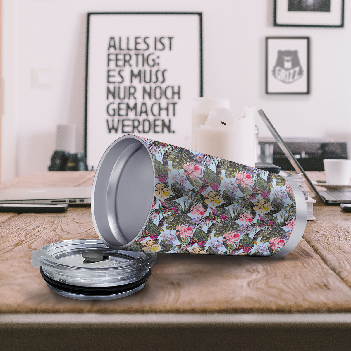Hummingbird Tropical Print Pattern Tumbler-grizzshop