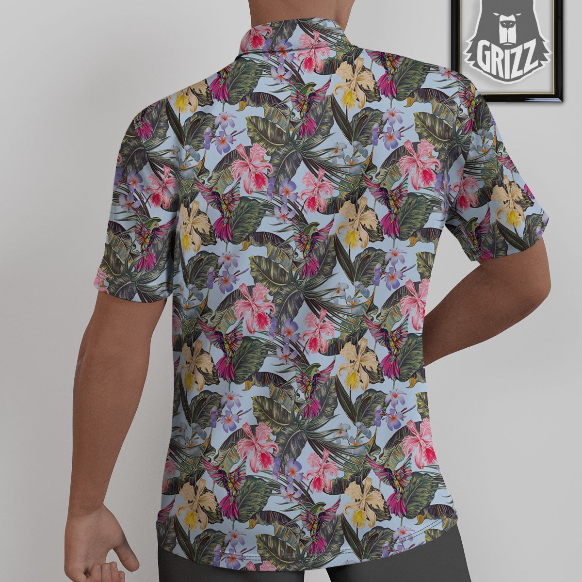 Hummingbird Tropical Print Pattern Untucked Shirts-grizzshop