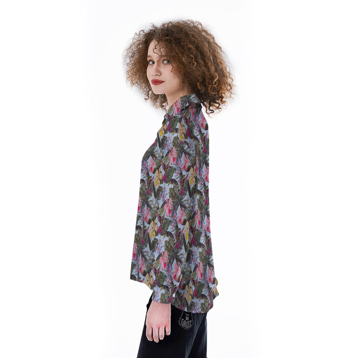 Hummingbird Tropical Print Pattern Women's Long Sleeve Shirts-grizzshop