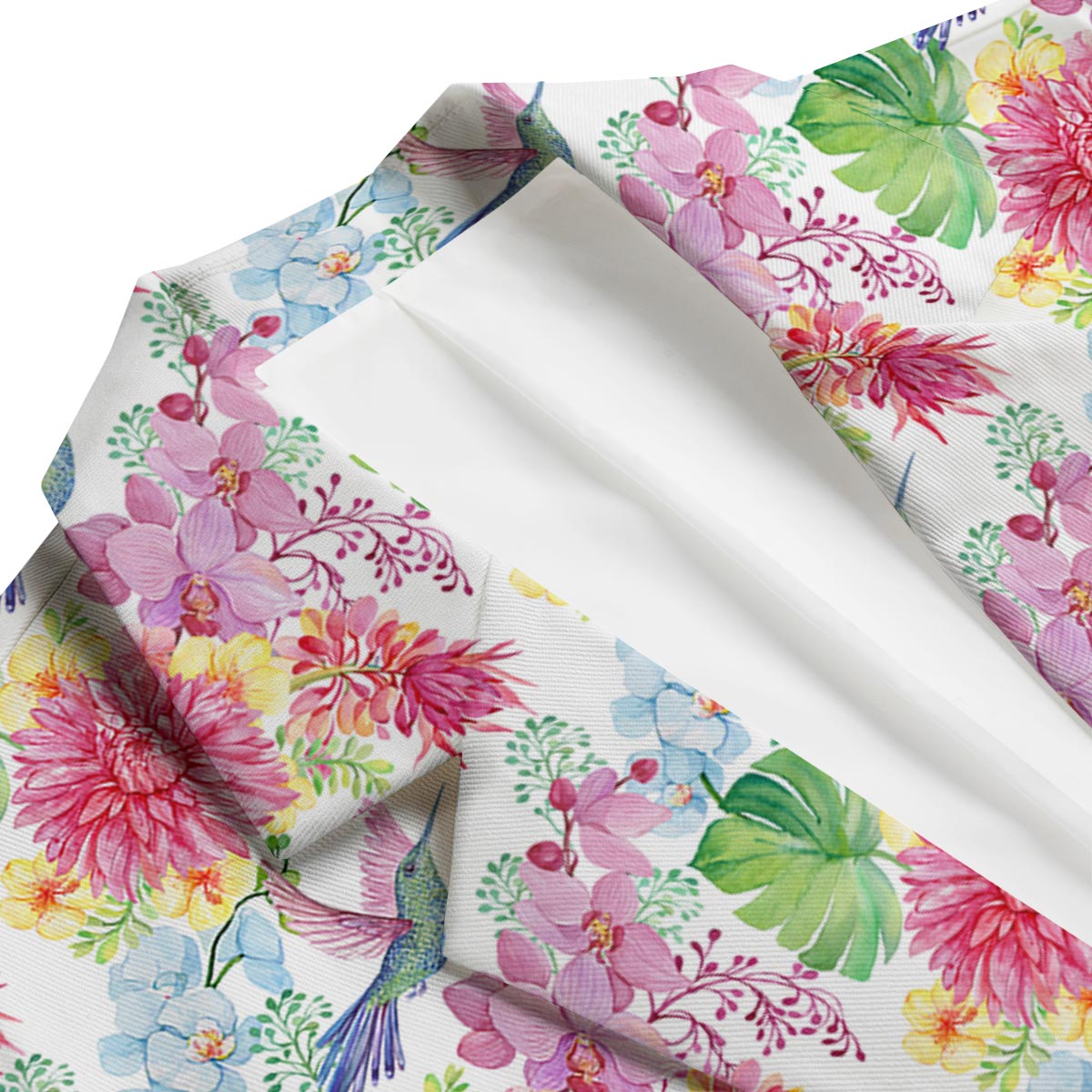 Hummingbird White Floral Drawing Men's Blazer-grizzshop
