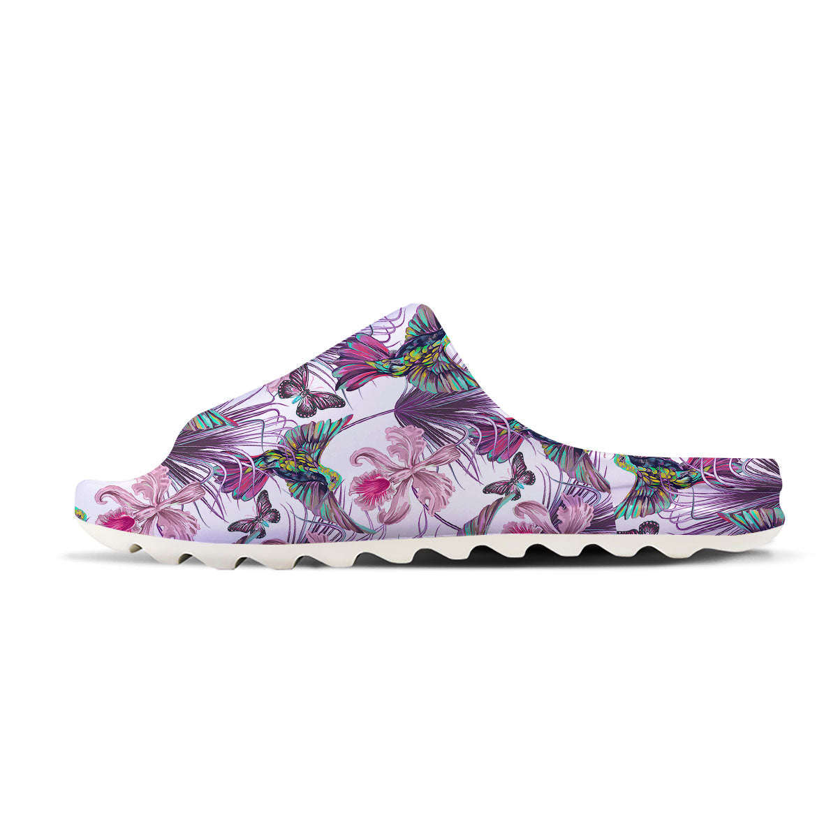 Hummingbird And Pink Flowers Print Sandals-grizzshop