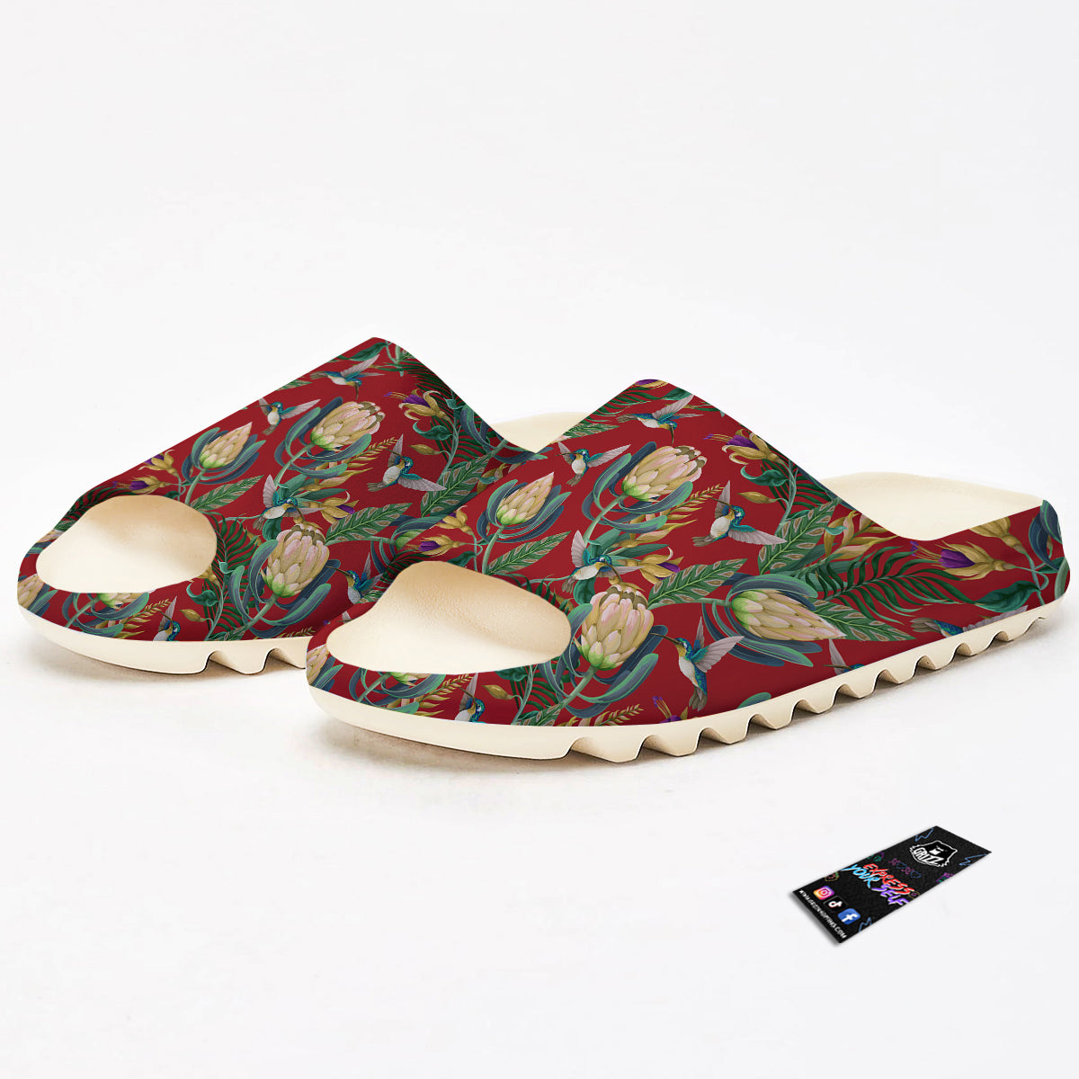 Hummingbird And Wild Flowers Print Pattern Sandals-grizzshop