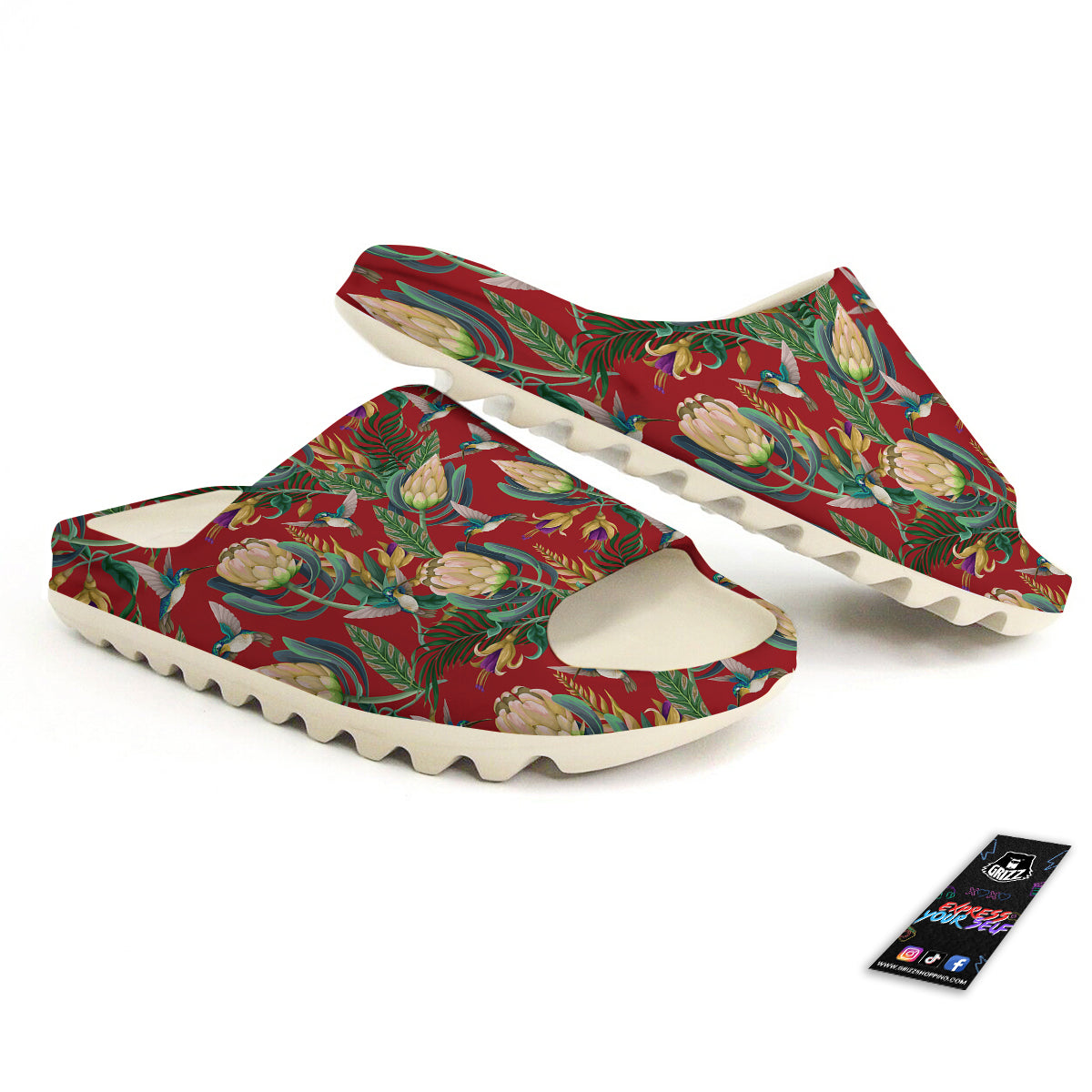 Hummingbird And Wild Flowers Print Pattern Sandals-grizzshop