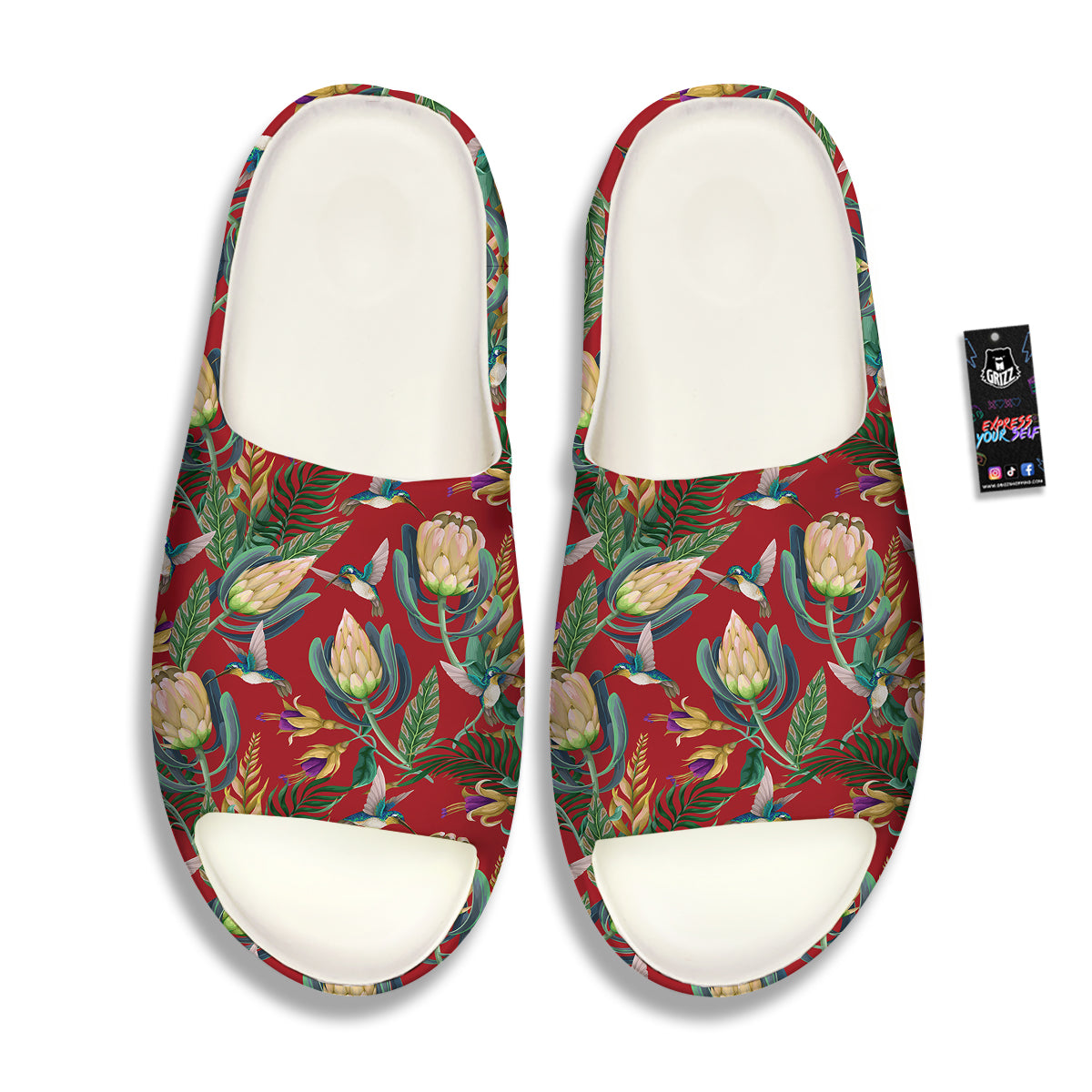 Hummingbird And Wild Flowers Print Pattern Sandals-grizzshop