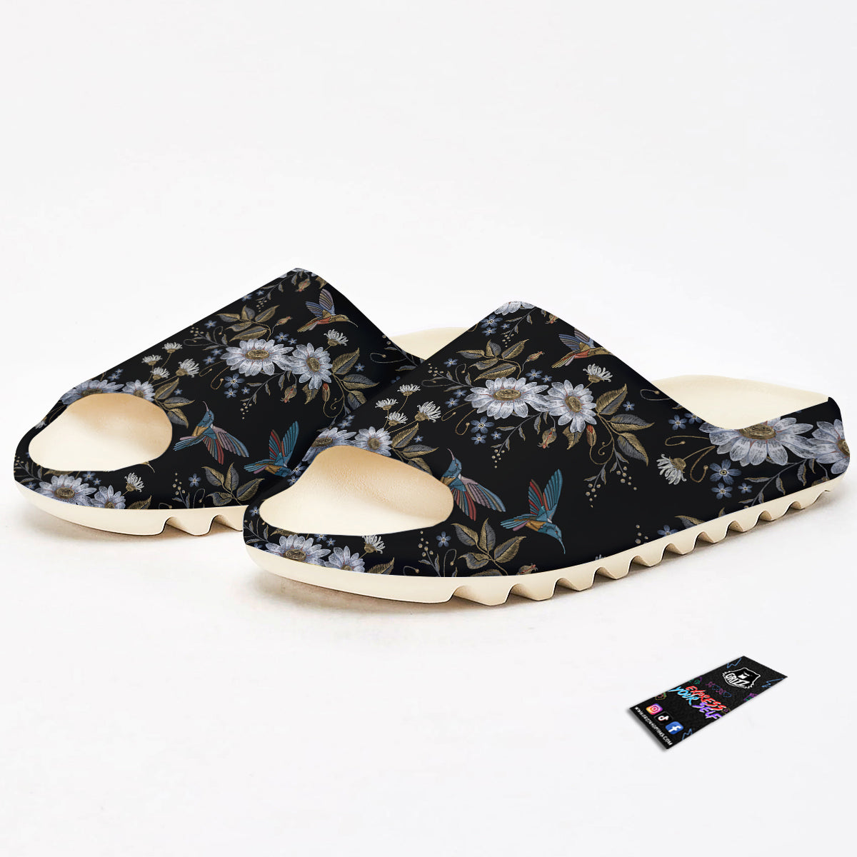 Hummingbird Floral Vintage Print Pattern Sandals-grizzshop