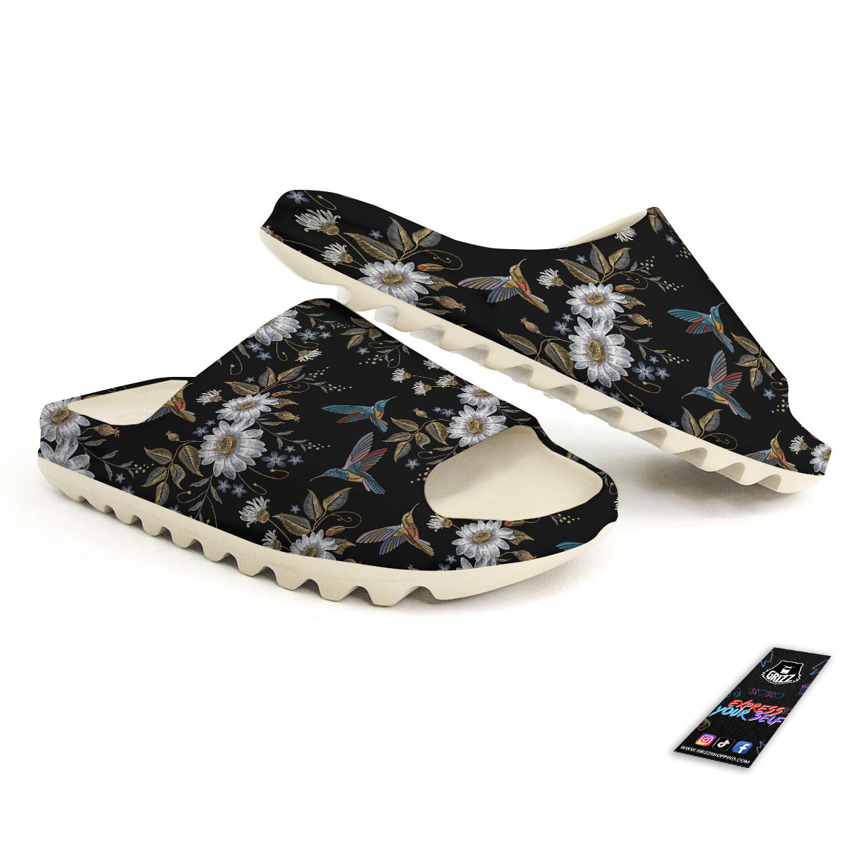 Hummingbird Floral Vintage Print Pattern Sandals-grizzshop