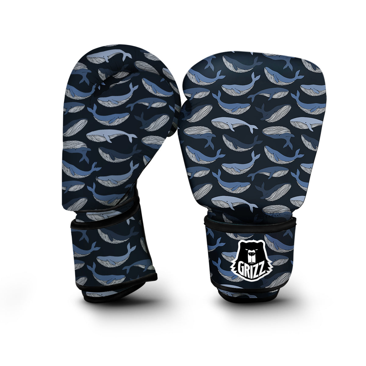 Humpback Whale Pattern Print Boxing Gloves-grizzshop