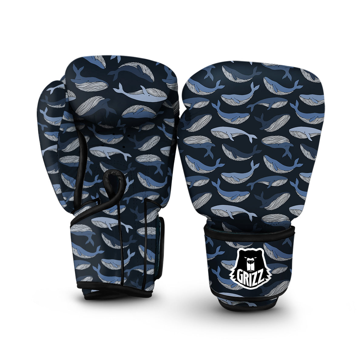 Humpback Whale Pattern Print Boxing Gloves-grizzshop