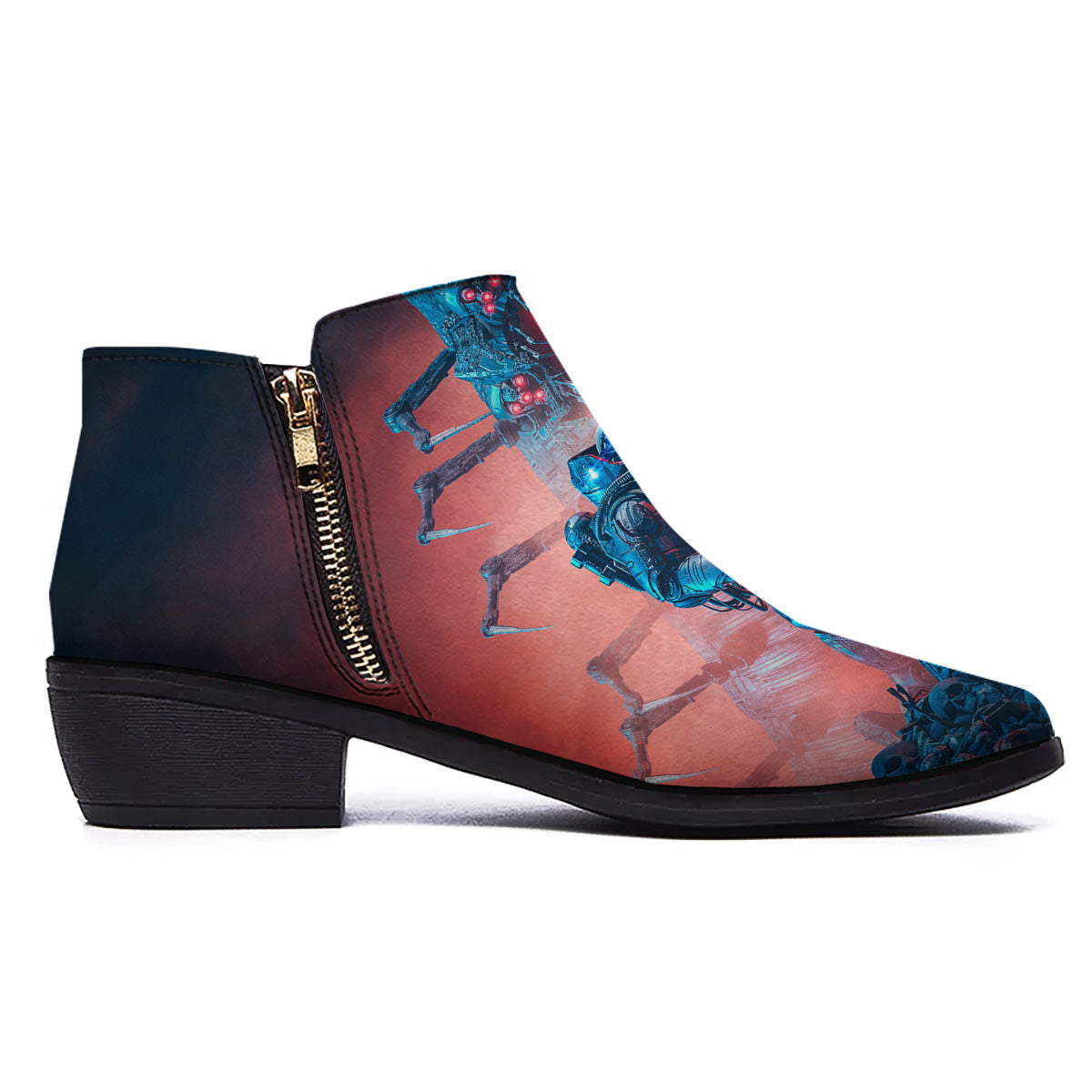Hunting Alien Worm Print Ankle Boots-grizzshop