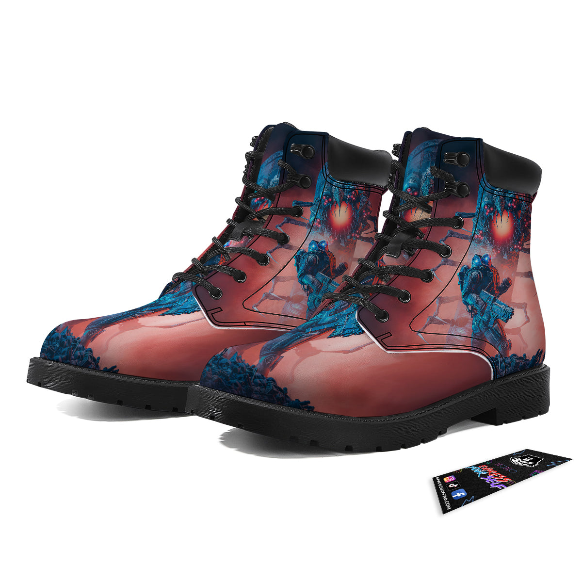 Hunting Alien Worm Print Boots-grizzshop