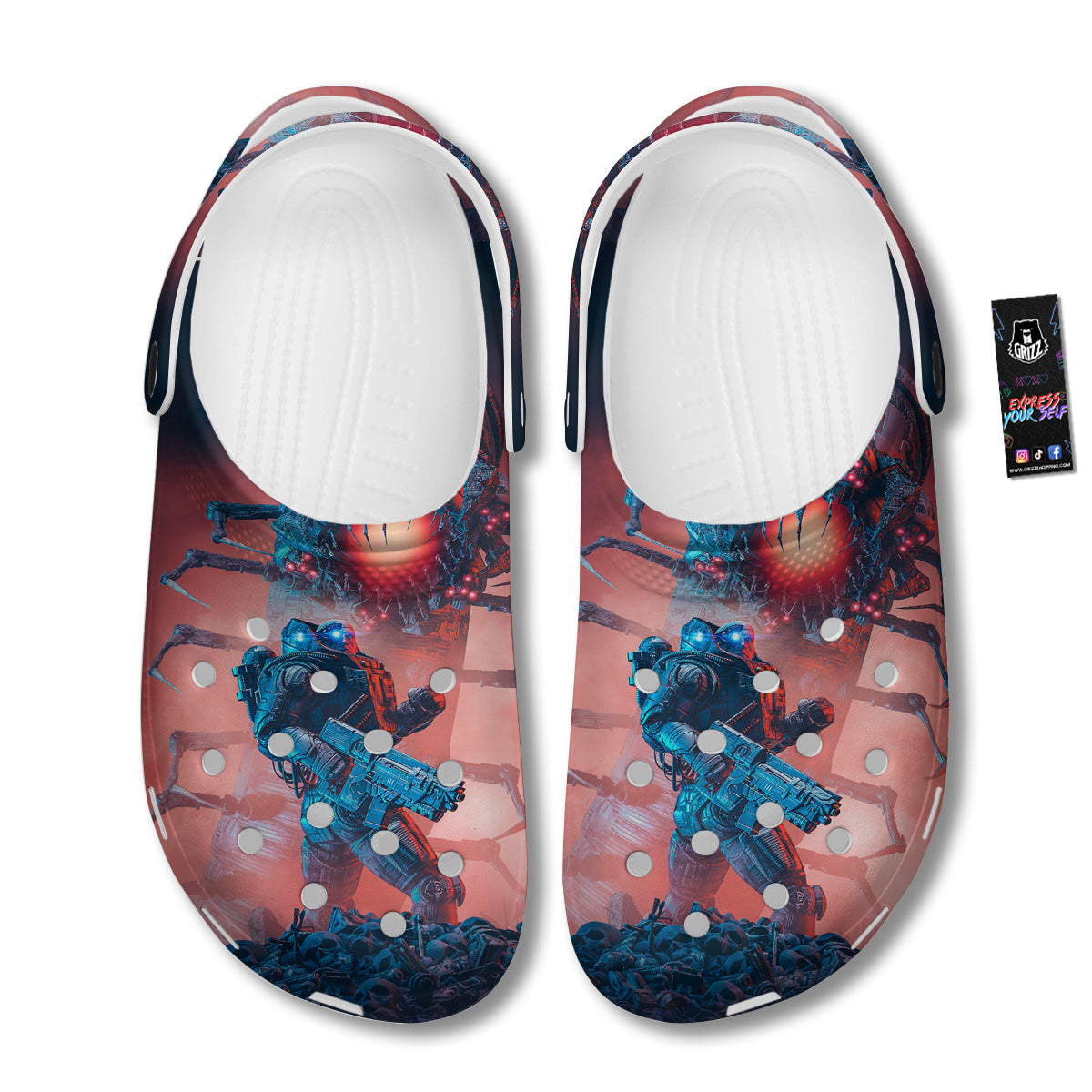 Hunting Alien Worm Print Clog-grizzshop
