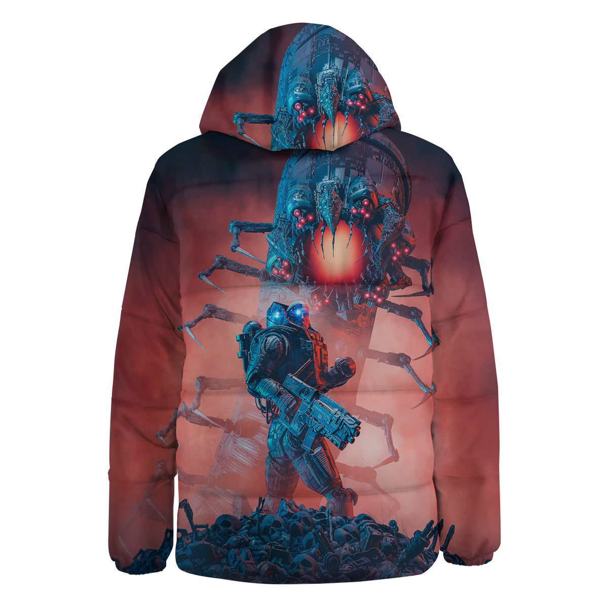 Hunting Alien Worm Print Down Jacket-grizzshop
