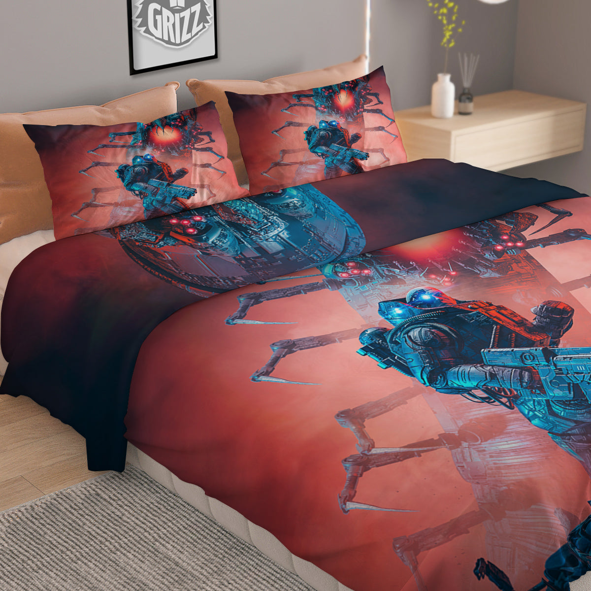 Hunting Alien Worm Print Duvet Cover Bedding Set
