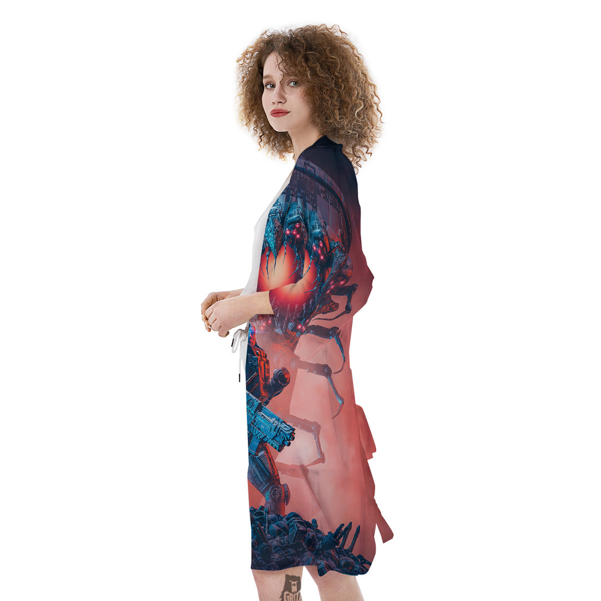 Hunting Alien Worm Print Kimono-grizzshop