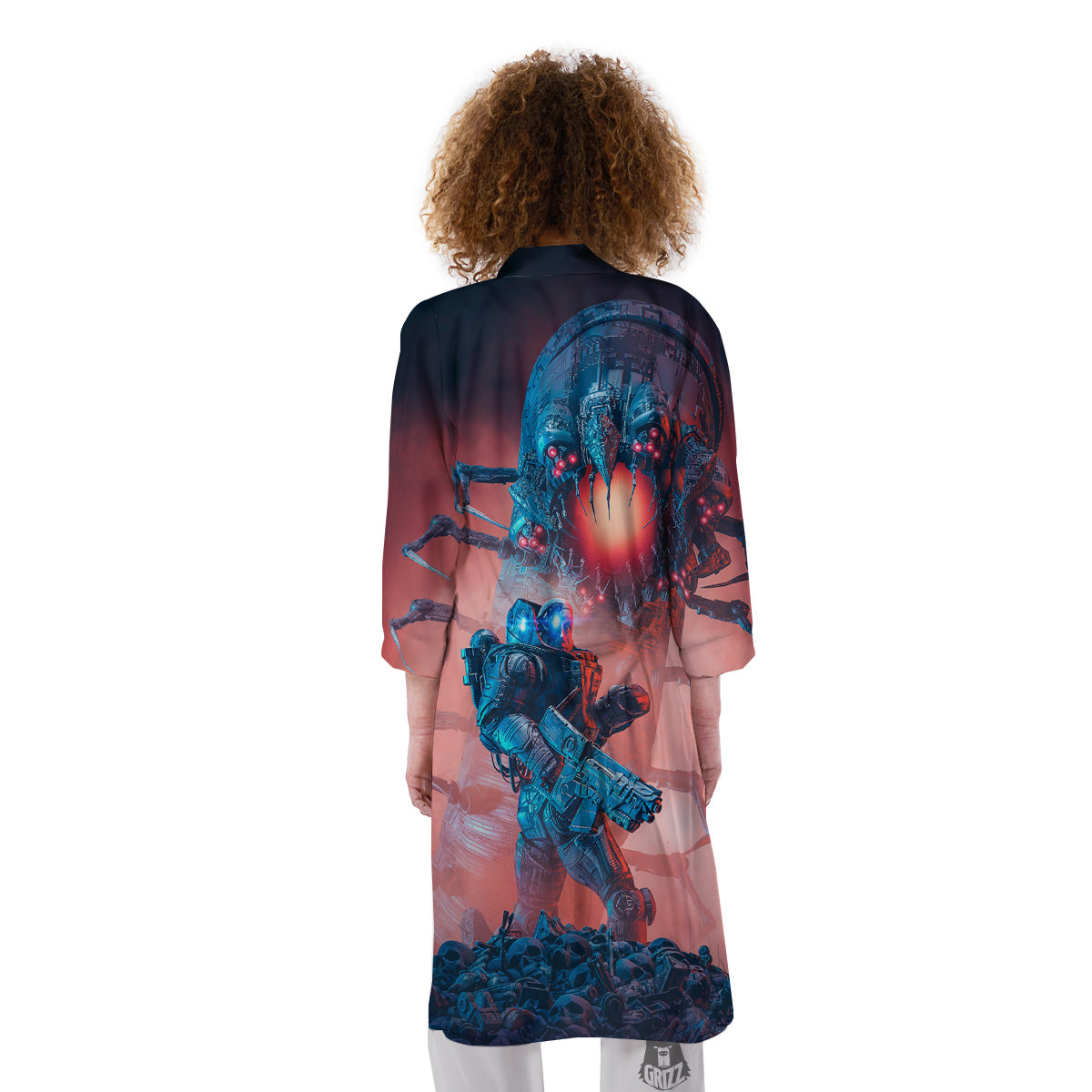 Hunting Alien Worm Print Kimono-grizzshop