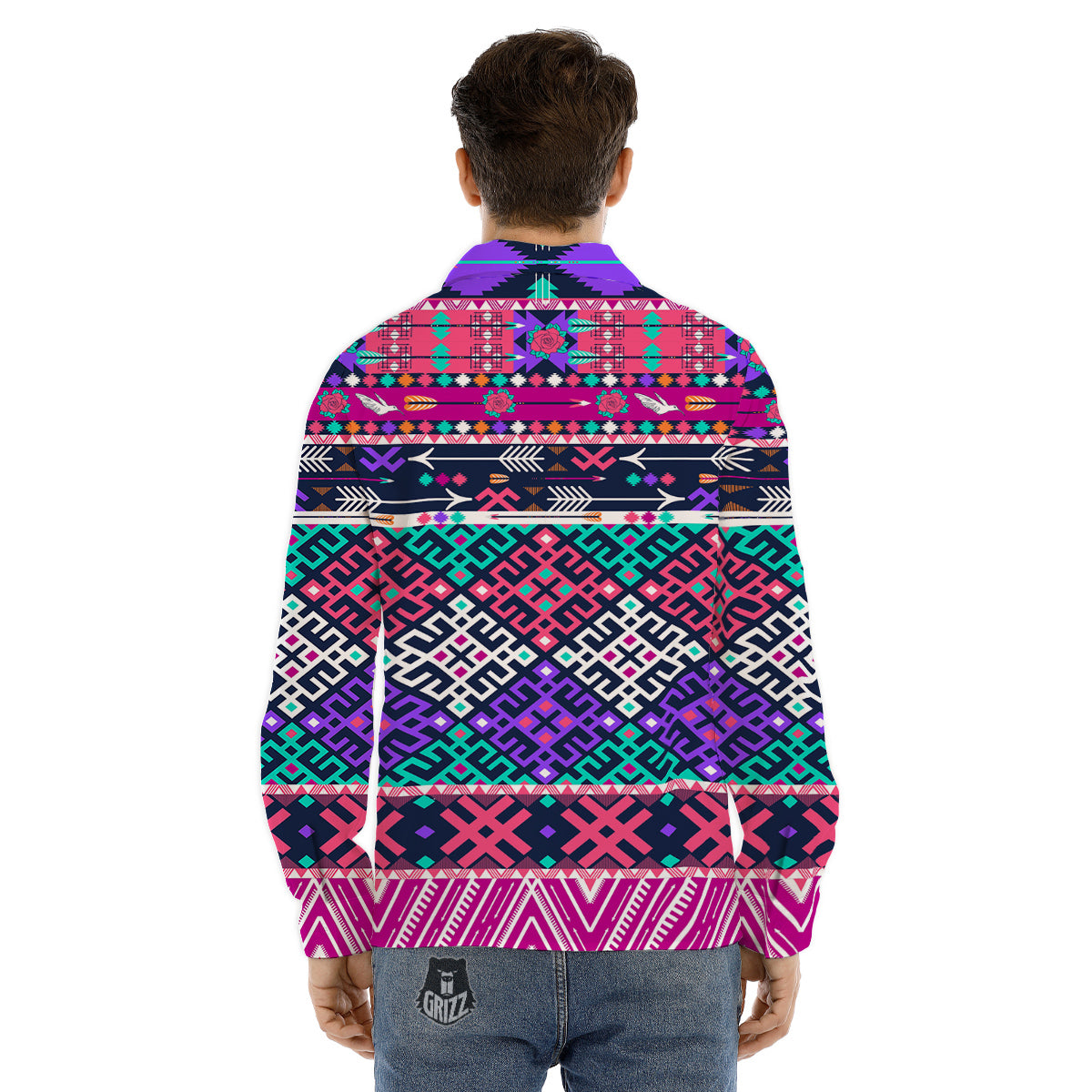 Hunting Alien Worm Print Men's Dress Shirts-grizzshop