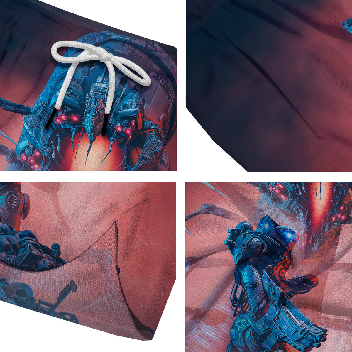 Hunting Alien Worm Print Men's Running Shorts-grizzshop