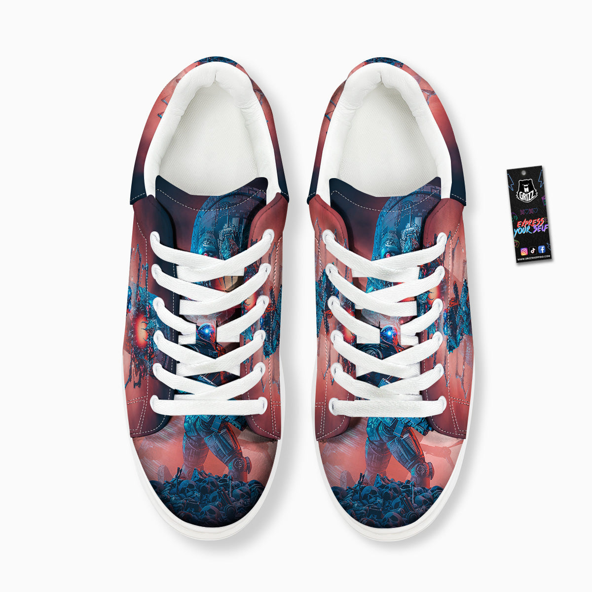 Hunting Alien Worm Print Platform Shoes-grizzshop