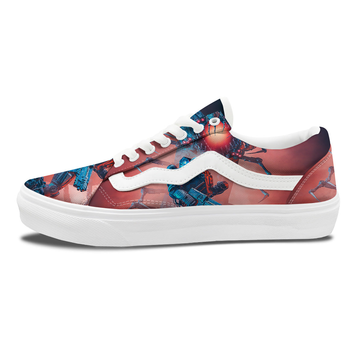 Hunting Alien Worm Print Skate Shoes-grizzshop
