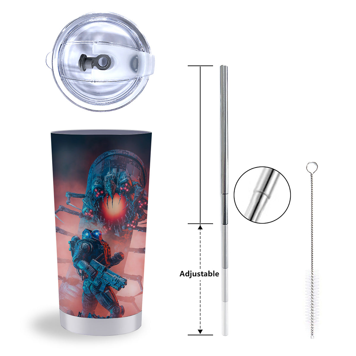 Hunting Alien Worm Print Tumbler-grizzshop