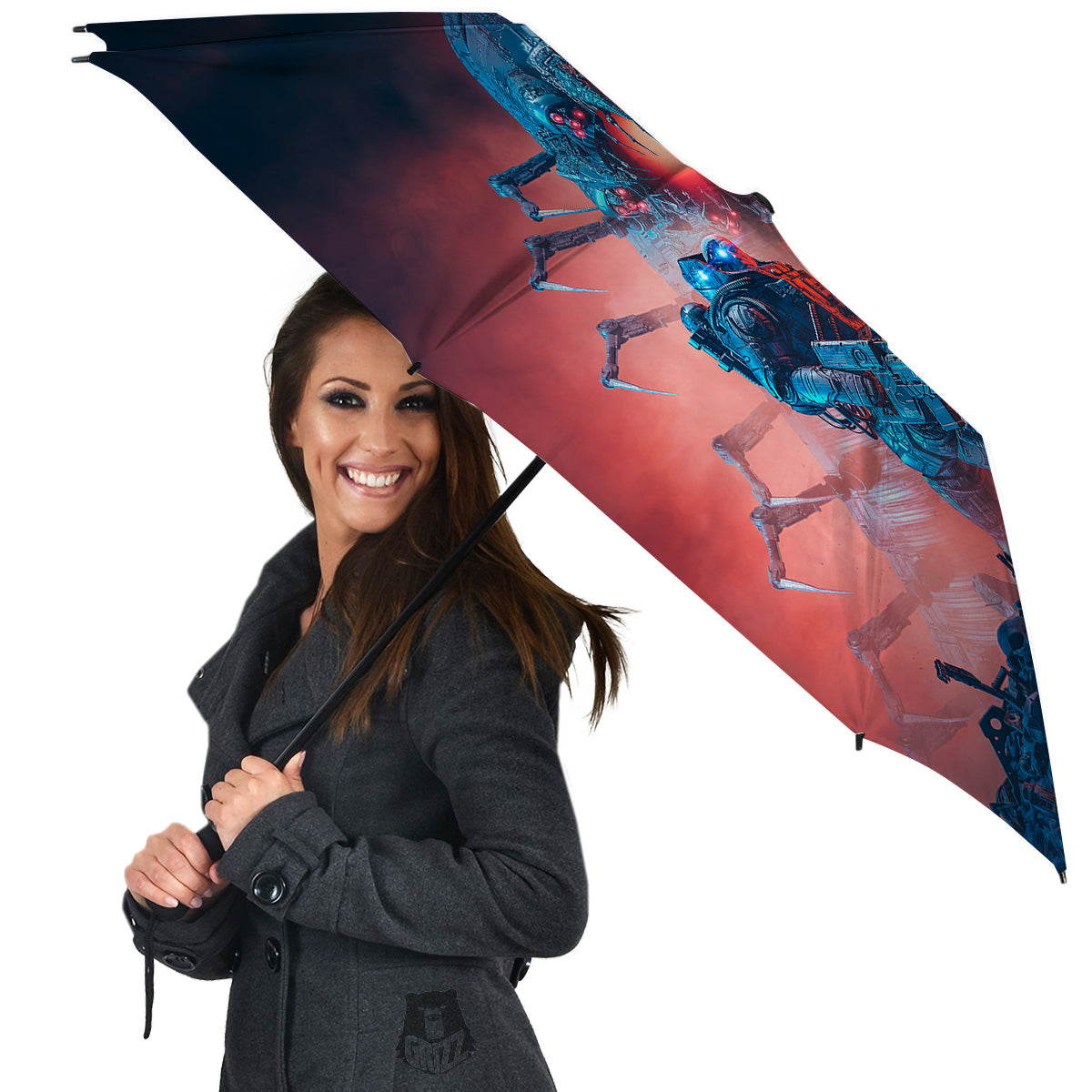 Hunting Alien Worm Print Umbrella-grizzshop