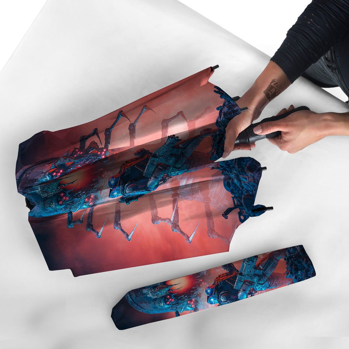 Hunting Alien Worm Print Umbrella-grizzshop
