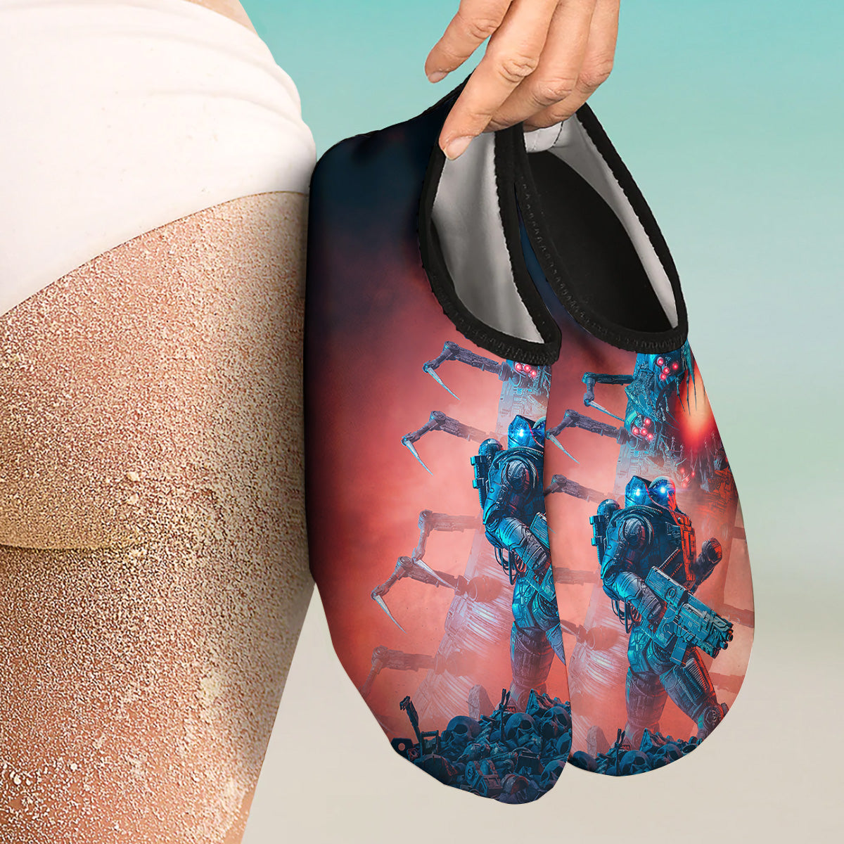 Hunting Alien Worm Print Water Shoes-grizzshop