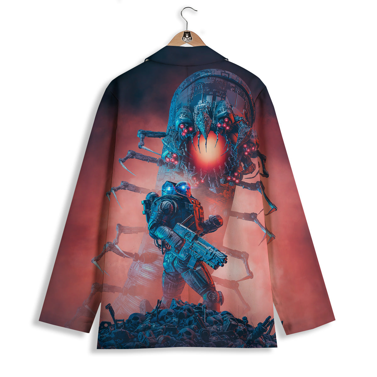 Hunting Alien Worm Print Women's Blazer-grizzshop