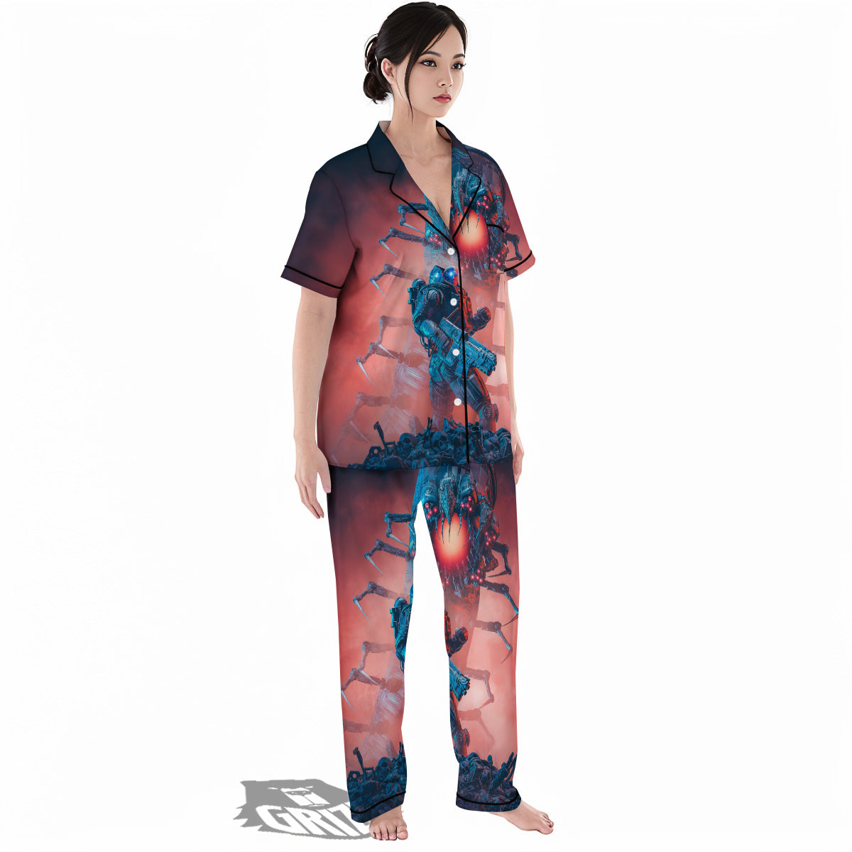 Hunting Alien Worm Print Women's Pajamas Set-grizzshop