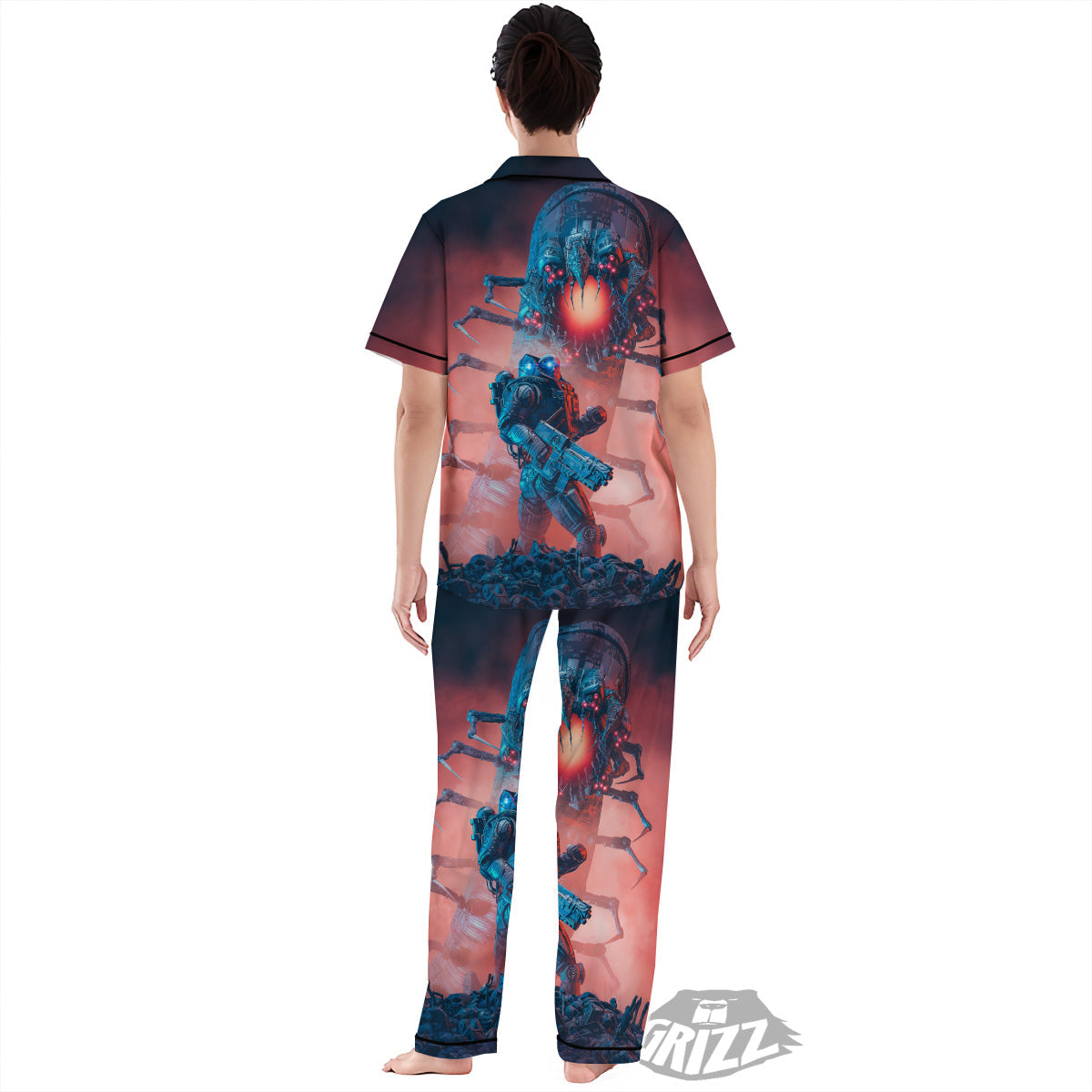 Hunting Alien Worm Print Women's Pajamas Set-grizzshop