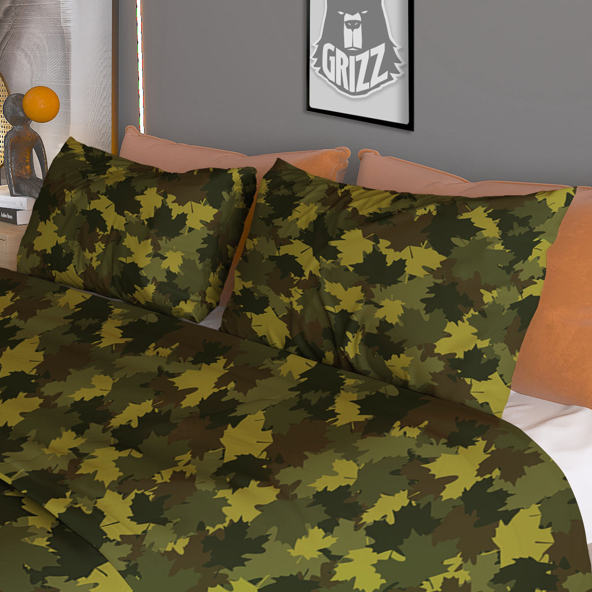 Hunting Camouflage Fall Leaves Print Duvet Cover Bedding Set