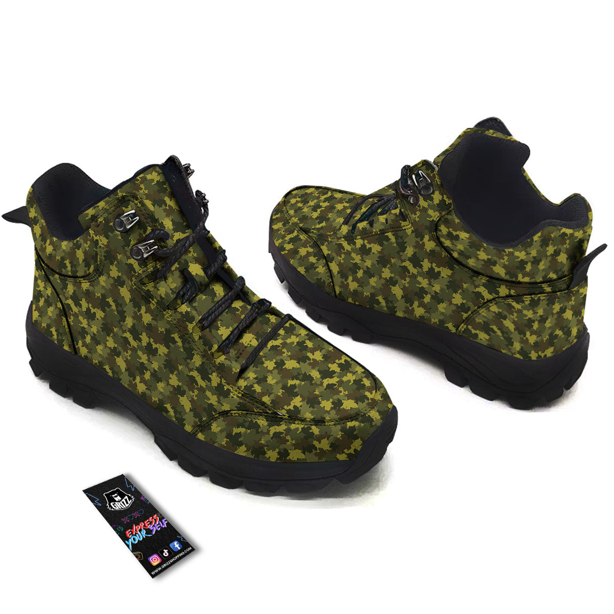Hunting Camouflage Fall Leaves Print Hiking Shoes-grizzshop